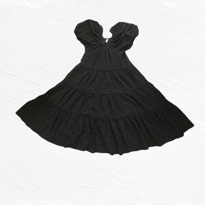 Zara womens black balloon sleeve Midi length dress size medium